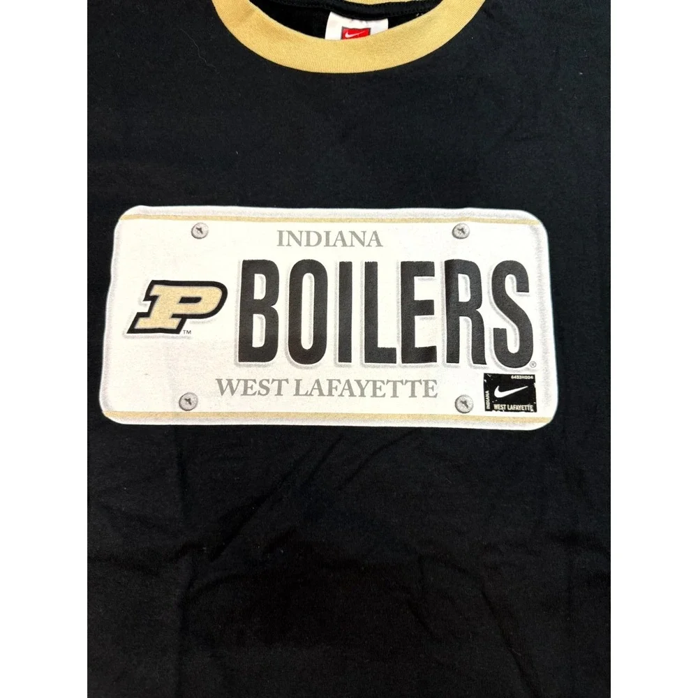 Nike Purdue Boilermakers Shirt Men's Large Black Yellow Solo Swoosh College-NCAA